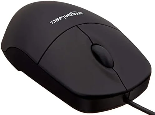 Amazon Basics 3-Button Wired USB Computer Mouse, Single, Black - Image 3