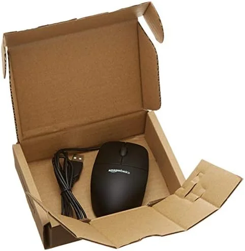 Amazon Basics 3-Button Wired USB Computer Mouse, Single, Black - Image 5