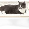 Mkono Boho Cat Bed Hammock with Blanket, Macrame Elevated Pet Bed for Indoor, Floor Standing Breathable Cat Chair Pet Resting Hammock Cat Furniture Gift for Cats and Small Dogs - Image 2