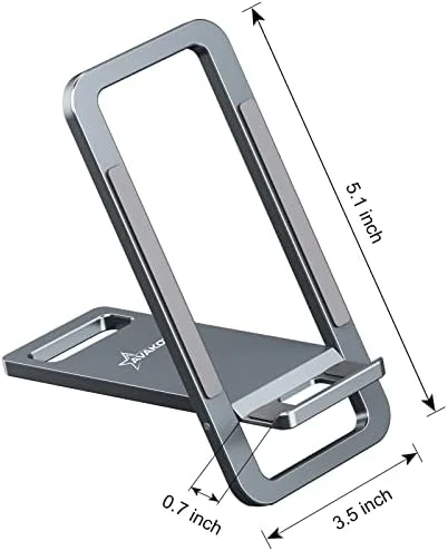 AVAKOT Cell Phone Stand, Folding Aluminum Mobile Phone Holder Bracket for Desk Portable Travel Holder Office Desk Accessories Compatible with iPhone 14 13 12 11 Pro Max X Xr Samsung S22 S21 A53 | Gray - Image 5