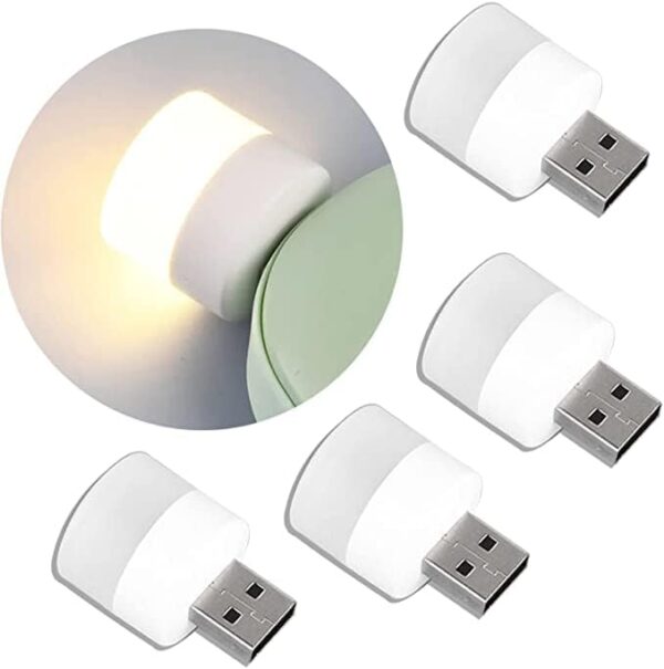 Linwnil USB Plug Lamp Computer Mobile Power Charging USB Small Book Lamps LED Eye Protection Reading Light Small Round Light Night Light(4 Warm Light) - Image 2