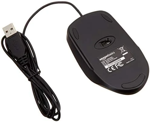 Amazon Basics 3-Button Wired USB Computer Mouse, Single, Black - Image 4