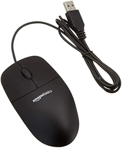 Amazon Basics 3-Button Wired USB Computer Mouse, Single, Black - Image 2