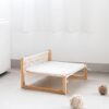 Mkono Boho Cat Bed Hammock with Blanket, Macrame Elevated Pet Bed for Indoor, Floor Standing Breathable Cat Chair Pet Resting Hammock Cat Furniture Gift for Cats and Small Dogs - Image 4