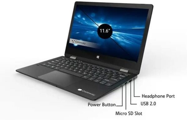 Gateway Newest Touchscreen 11.6 HD 2-in-1 Convertible Laptop in Black Intel N4020 4GB RAM 64GB SSD Mini-HDMI Webcam Windows 10 S (Renewed) - Image 4