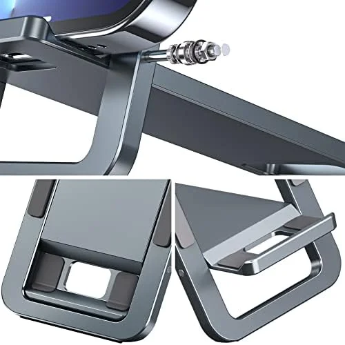 AVAKOT Cell Phone Stand, Folding Aluminum Mobile Phone Holder Bracket for Desk Portable Travel Holder Office Desk Accessories Compatible with iPhone 14 13 12 11 Pro Max X Xr Samsung S22 S21 A53 | Gray - Image 3