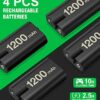 Charger for Xbox One Controller Battery Pack with 4 x 1200mAh USB Rechargeable Xbox One Battery Charger Station for Xbox Series X|S, Xbox One S/One X/One Elite Controllers-Accessories Kit for Xbox One - Image 3