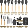 Umite Chef Kitchen Cooking Utensils Set, 33 pcs Non-Stick Utensils Spatula Set with Holder, Black Wooden Handle Silicone Kitchen Gadgets - Image 5