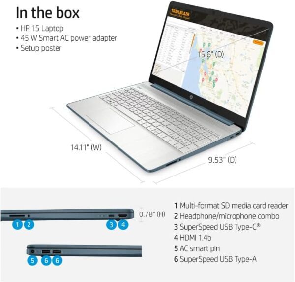 HP [Windows 11 Pro] 15.6" FHD Businesses Laptop, 6-Core AMD Ryzen 5 5500U (Beats i7-1160G7), 8GB DDR4 RAM, 256GB PCIe SSD, Fast Charge, Bluetooth 4.2, HDMI, Type-C, 9.5 Hours Battery Life, w/Battery - Image 6