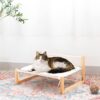 Mkono Boho Cat Bed Hammock with Blanket, Macrame Elevated Pet Bed for Indoor, Floor Standing Breathable Cat Chair Pet Resting Hammock Cat Furniture Gift for Cats and Small Dogs - Image 3
