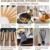 Umite Chef Kitchen Cooking Utensils Set, 33 pcs Non-Stick Utensils Spatula Set with Holder, Black Wooden Handle Silicone Kitchen Gadgets - Image 7