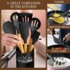 Umite Chef Kitchen Cooking Utensils Set, 33 pcs Non-Stick Utensils Spatula Set with Holder, Black Wooden Handle Silicone Kitchen Gadgets - Image 8