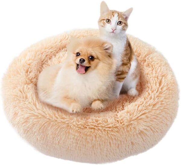 Cat Beds for Indoor Cats - Cat Bed Washable 20 inches, Small Dog Beds for Small Dogs, Anti Anxiety Round Fluffy Plush Faux Fur Cat Bed,Thick Bottom Keep Pets Off The Cold Tile - Image 7