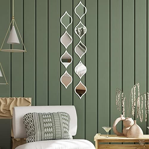 Tanlade 9 Pcs Teardrop Mirror Wall Decor Acrylic Decorative Mirror Wall Decor Boho Vintage Wall Art Farmhouse Decorative Mirror for Apartment Living Room Bathroom Bedroom, 9.8 x 6.7 Inch (White Frame) - Image 7