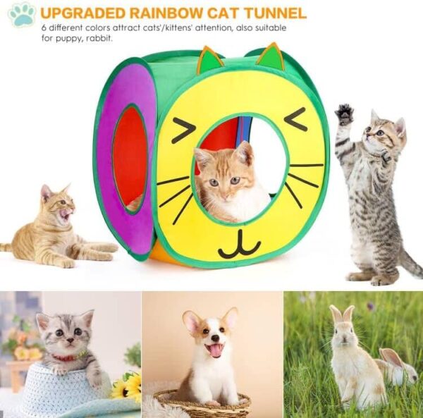 37 PCS Cat Toys, Interactive Cat Kitten Toys for Indoor Cats Kitty, Variety Catnip Toy Set Including Collapsible Cat Tunnel Tube Tent, Cat Feather Teaser Wand, Cat Bell, Fuzzy Ball, Spring, Mouse Toy - Image 5