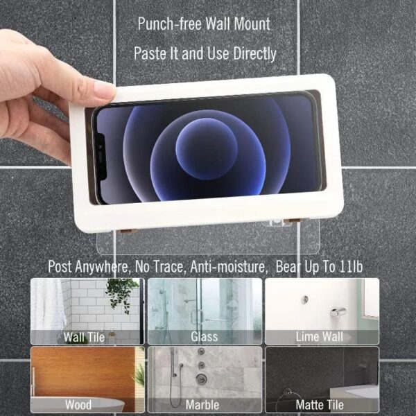 Waterproof Shower Phone Holder Anti Fog 360 Rotation Universal Phone Holder Stand Case Bathroom Wall Mount for iPhone 14 13 12 11 Pro Max XS XR up to 6.8" Cell Phone Case - Image 6