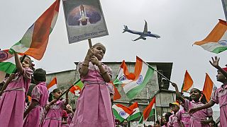 Engin Spatial Indien sur la Lune celebration en Inde